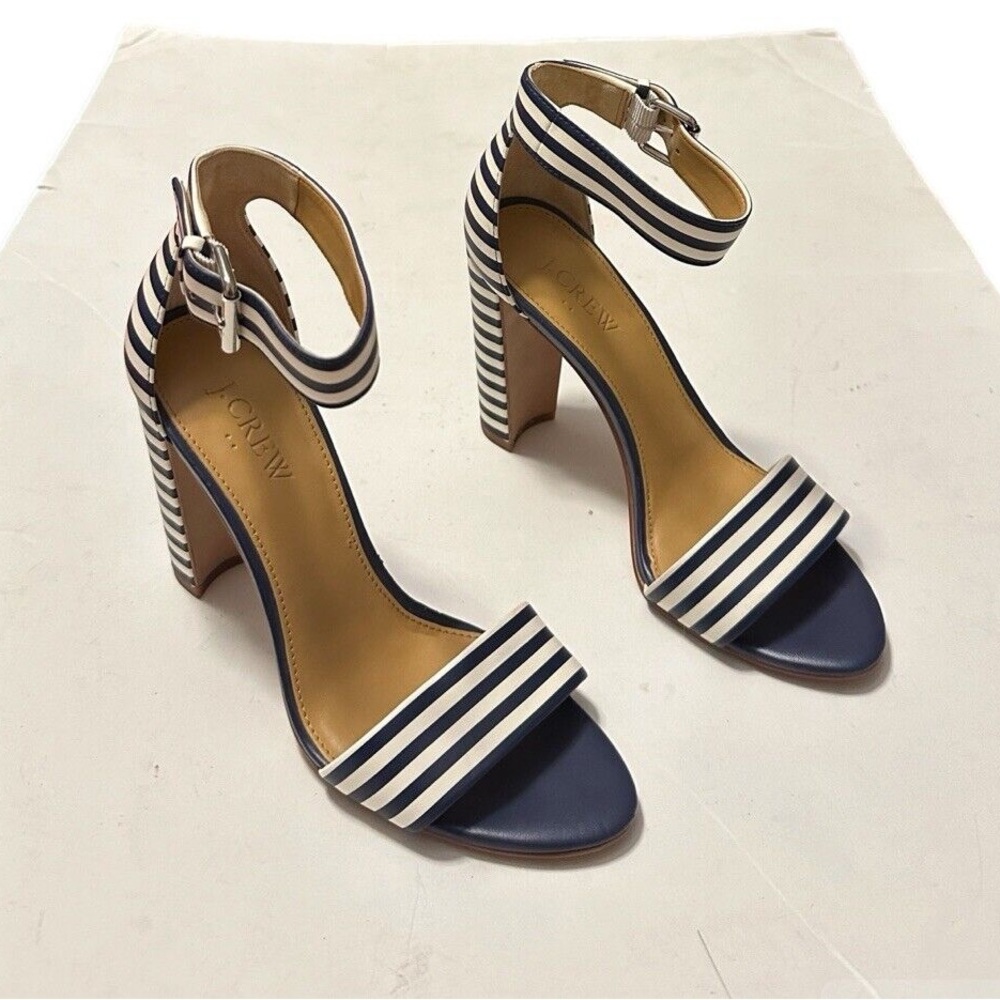 J. Crew Navy and White Striped Women's Heels